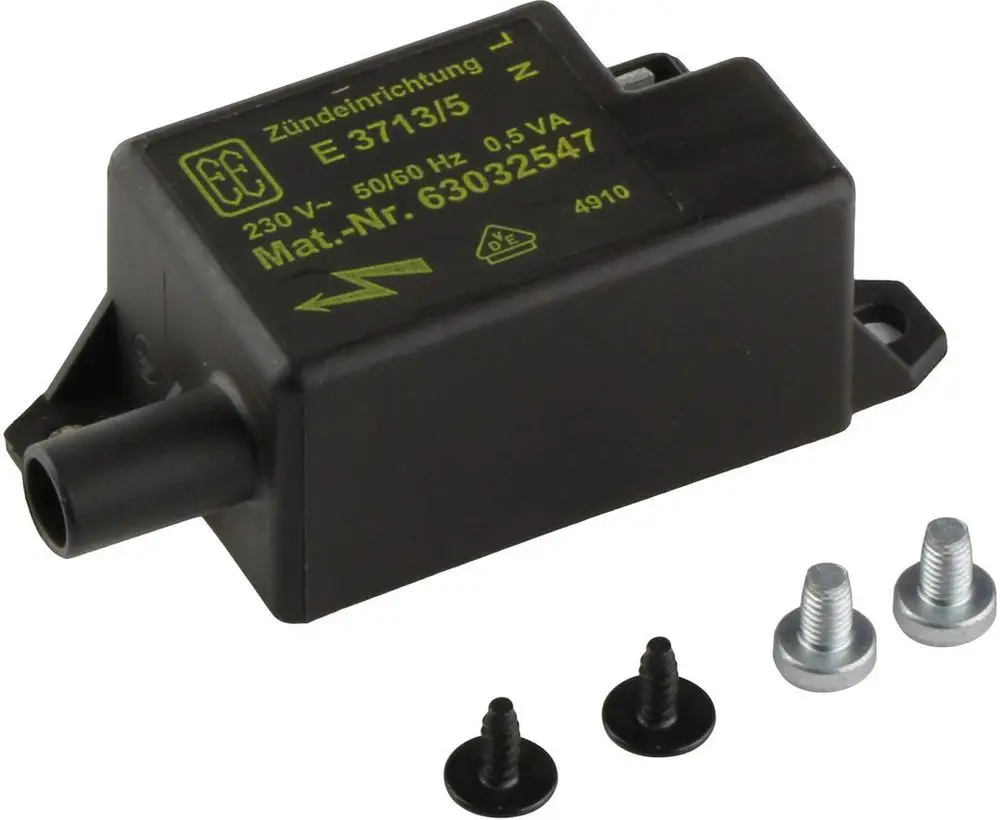 Schwarzes elektrisches Bauteil mit Anschluss, Markenlogo und Schrauben. Hersteller ist Bosch. Geeignet für Zündanwendungen.